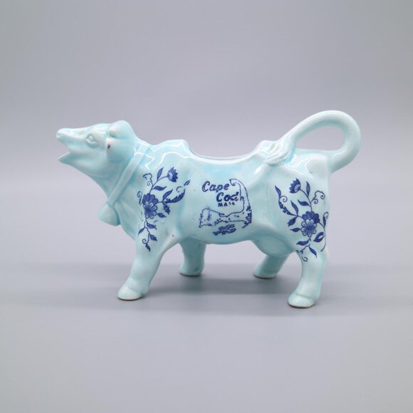 Vintage Delphite Blue Cow Creamer Pitcher | Kitschy Farmhouse Decor | Farmcore - Picture 2 of 6